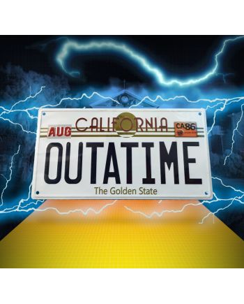 Plaque minéralogique Outatime Retour vers le Futur - réplique métal