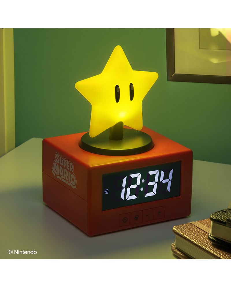 Réveil lumineux Super Star Super Mario en forme d'icône, 12 cm, Paladone