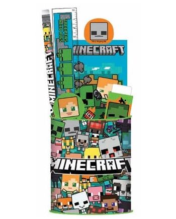 Set de papeterie Minecraft 7 pièces avec pot à crayon
