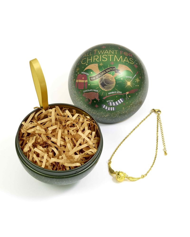 Bracelet Vif d'Or Harry Potter présenté dans son coffret boule de Noël