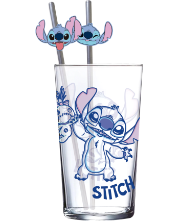 STITCH - Pack Verre XXL Premium 480ml + 2 Pailles en Métal - vue principale