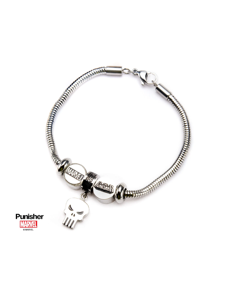 MARVEL - Women's Stainless Steel Punisher Bead Charm Bracelet Set - vue principale