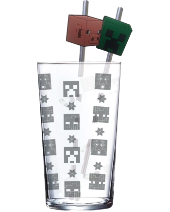 MINECRAFT - Pack Verre XXL Premium 485ml + 2 Pailles en Métal - vue principale