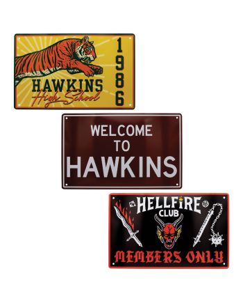 STRANGER THINGS - Set de 3 Plaques en Métal - vue de face