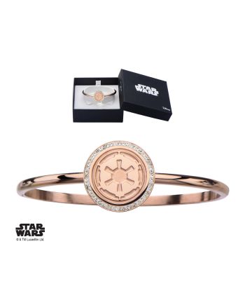 STAR WARS - Rose Gold PVD Plated Empire Symbol with CZ Bangle Bracelet - vue de profil
