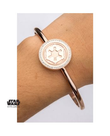 STAR WARS - Rose Gold PVD Plated Empire Symbol with CZ Bangle Bracelet - vue de dos