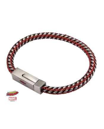 MARVEL - Stainless Steel & Woven Leather Spider-Man Bracelet - vue principale
