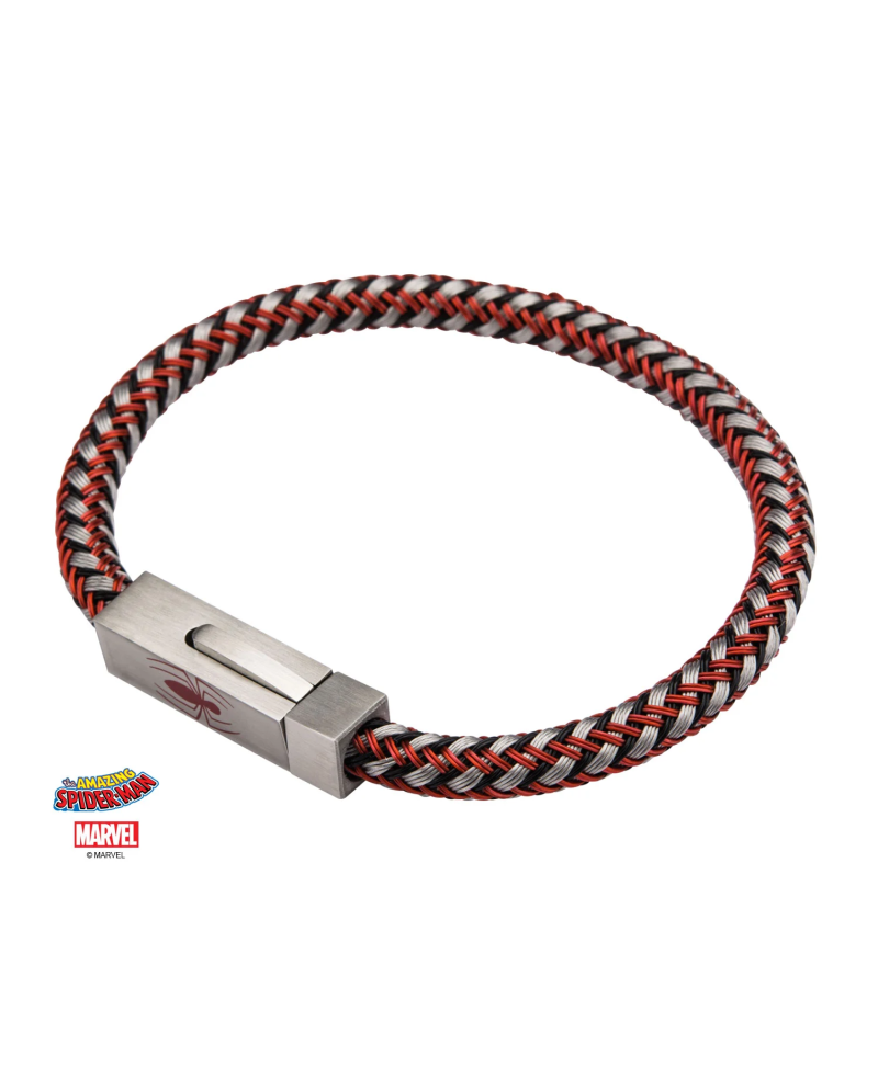 MARVEL - Stainless Steel & Woven Leather Spider-Man Bracelet - vue principale