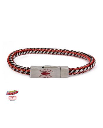 MARVEL - Stainless Steel & Woven Leather Spider-Man Bracelet - vue de face