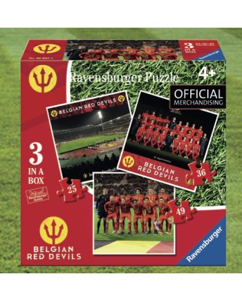 BELGIAN RED DEVILS 2018 - PUZZLE 3 in a Box 25/36/49 Pces - vue de face