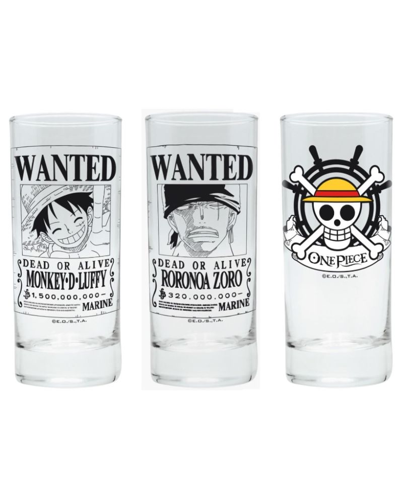 ONE PIECE - Luffy Zoro & Skull - Set de 3 Verres - vue principale