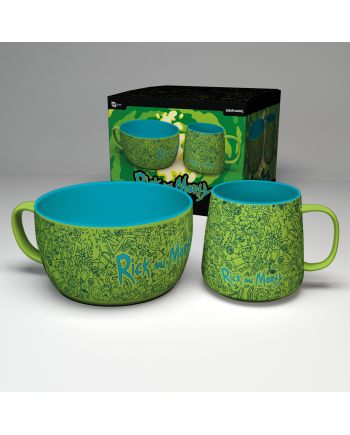 RICK & MORTY - Pattern - Set petit-déjeuner bol 850ml & mug 380ml - vue principale