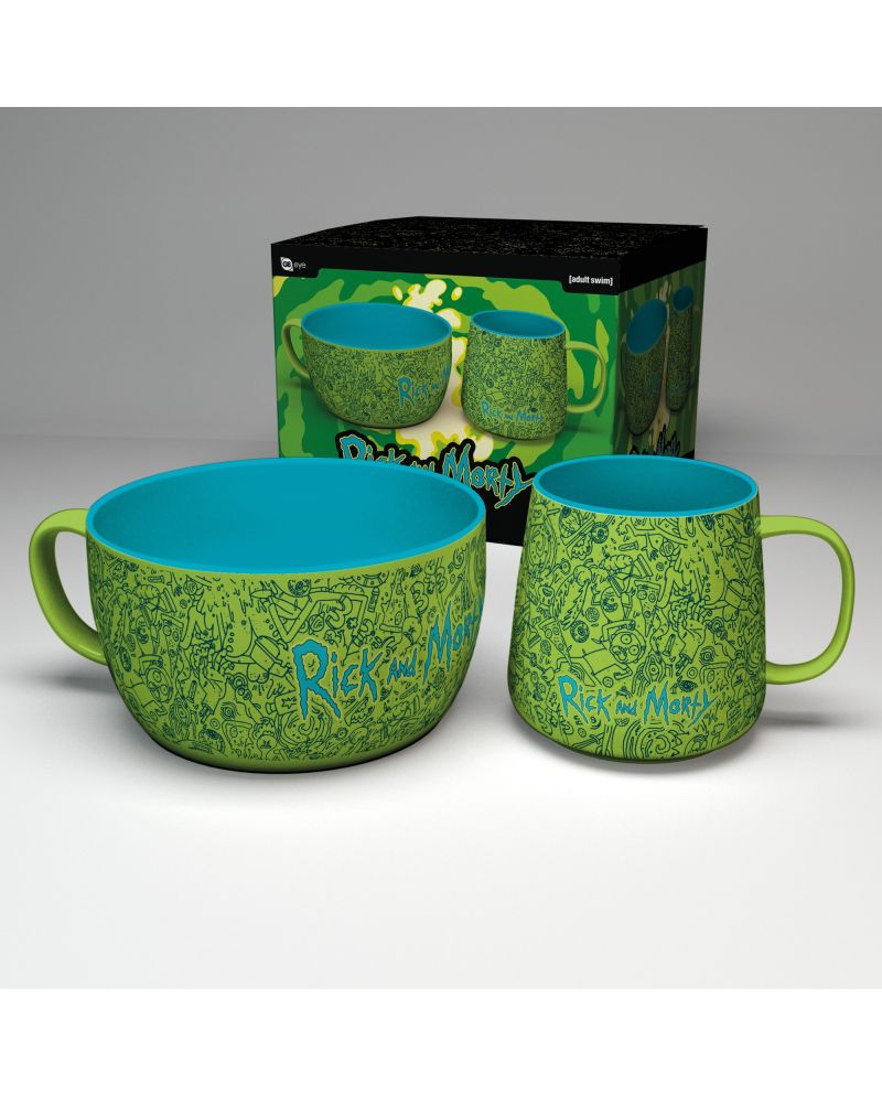 RICK & MORTY - Pattern - Set petit-déjeuner bol 850ml & mug 380ml - vue principale