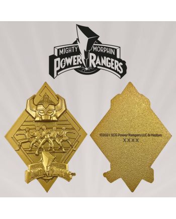 POWER RANGERS - Médaillon métal plaqué or collector '9x12.5x2.5cm' - vue de face
