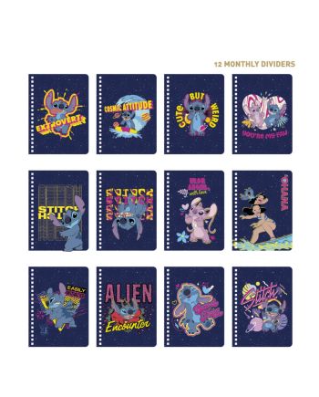 STITCH - Agenda Hebdomadaire Non Daté + Intercalaires + Stickers - vue de profil
