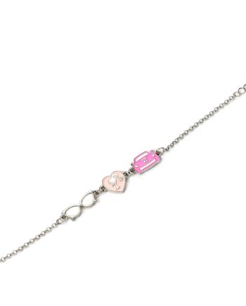 BARBIE - Bracelet en Chaine - Silhouette, Lunettes et Corvette - vue de face