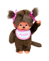 MONCHHICHI - Fille Bavoir Rose & Blanc - Peluche 20cm - vue principale