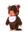 MONCHHICHI - Fille Bavoir Rose & Blanc - Peluche 20cm - vue de profil