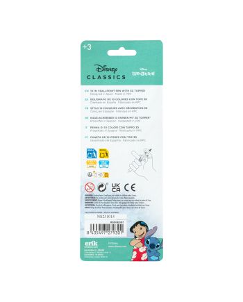 STITCH - Stylo-Bille 10 couleurs 3D Topper - vue du packaging