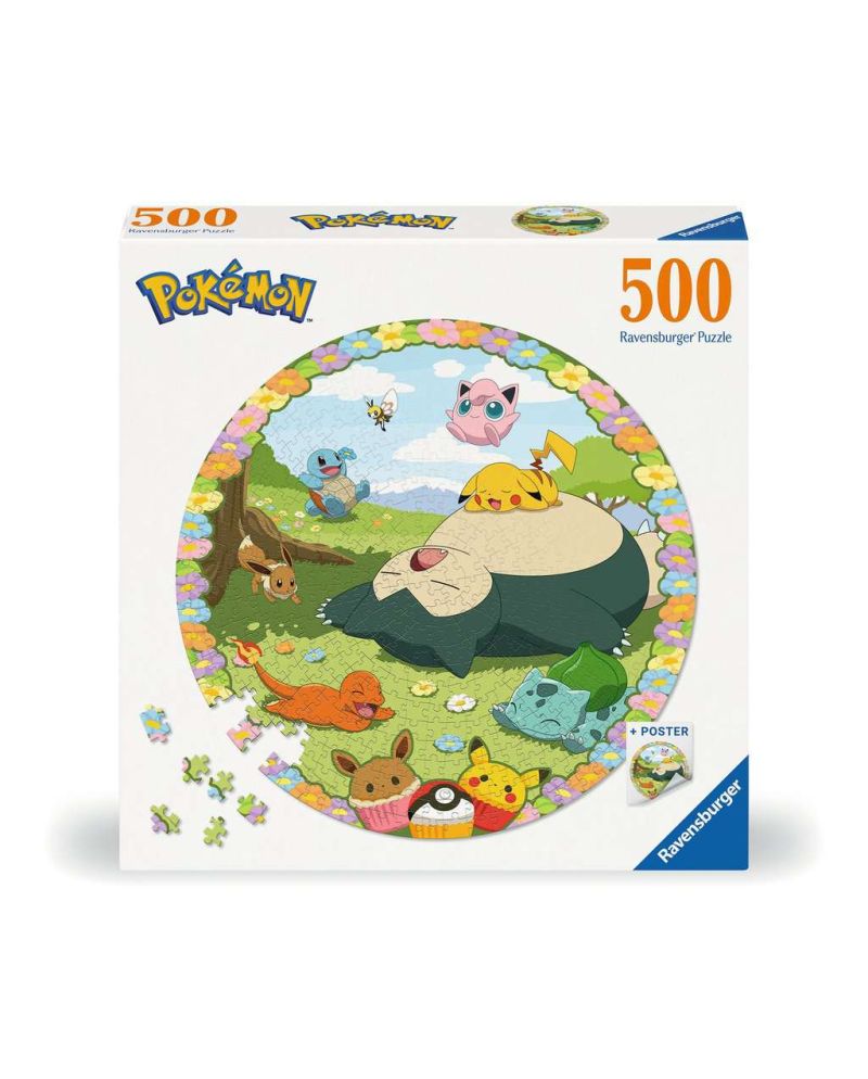 POKEMON - Puzzle Rond 500p - Pokemon en fleurs - vue principale