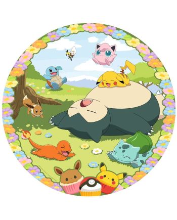 POKEMON - Puzzle Rond 500p - Pokemon en fleurs - vue de face