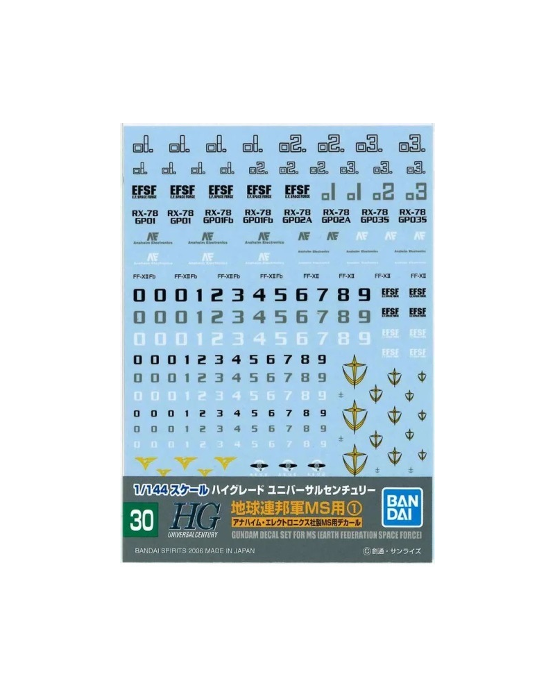 GUNDAM - GUNDAM DECAL 30 - HGUC Multiuse Earth Federation 1 - vue principale