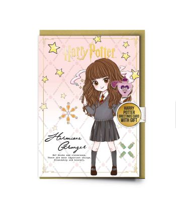 HARRY POTTER - Hermione - Carte de Voeux avec Pin's - vue de profil