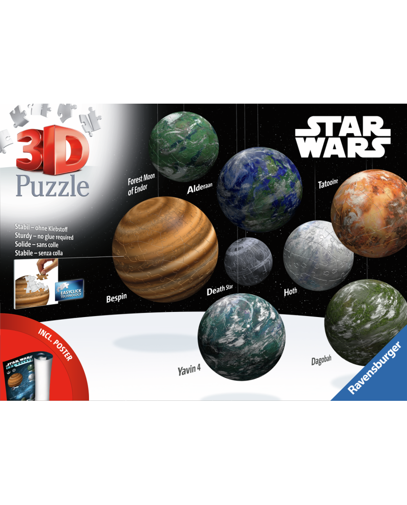 STAR WARS - Planète de la Galaxie - Puzzle 3D 1x108, 4x72, 2x54, 1x27p - vue principale