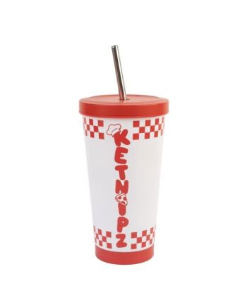KETNIPZ - Pizza - Gobelet Fashion + Paille - Format 550ml - vue de profil