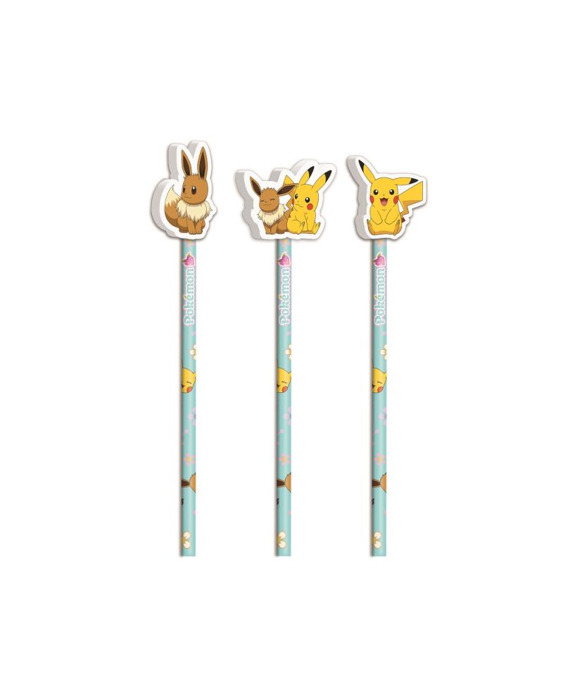 POKEMON - Collection Flower - Set de 3 Crayons avec Topper - vue principale