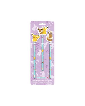 POKEMON - Collection Flower - Set de 3 Crayons avec Topper - vue de face