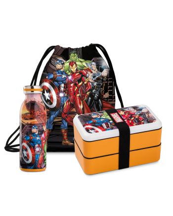 MARVEL - Set - Bouteille + Boite à Tartines + Sac - Avengers - vue principale