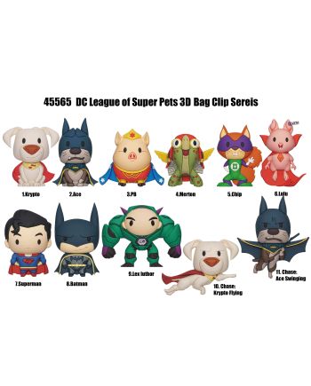 DC SUPER PETS - Series 1 - 3D Foam Bag Clip (Display 24 Pcs) - vue de face