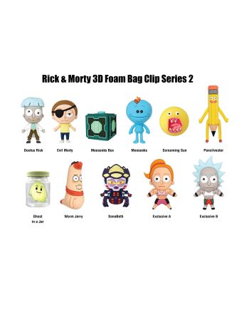RICK & MORTY - Series 2 - 3D Foam Bag Clip (Display 24 Pcs) - vue de face