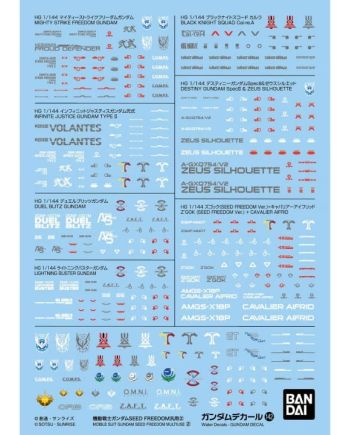GUNDAM - Decal 142 Gundam Seed freedom multiuse 2 - Model Kit - vue principale