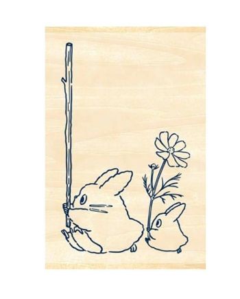 MON VOISIN TOTORO - Totoro Bleu & blanc - Tampon en bois 2.x3x4.5cm - vue de face