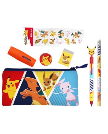 POKEMON - Set de Papeterie avec une Trousse Triple & Stickers - 7pc - vue principale