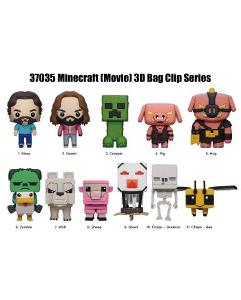 MINECRAFT FILM - Series 1 - 3D Foam Bag Clip (Display 24 Pcs) - vue de face