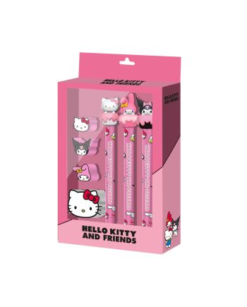 HELLO KITTY & Friends - Cake - Set de 3 Crayons + 4 Gommes - vue principale