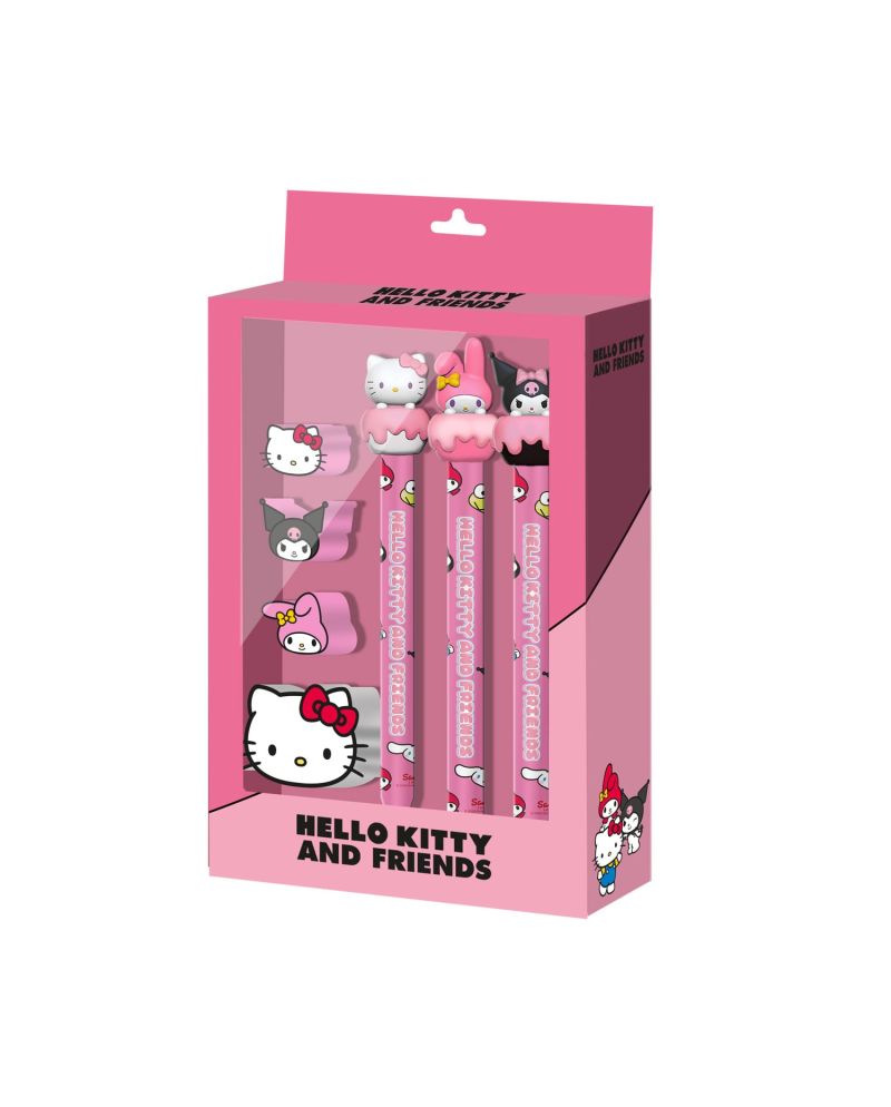 HELLO KITTY & Friends - Cake - Set de 3 Crayons + 4 Gommes - vue principale