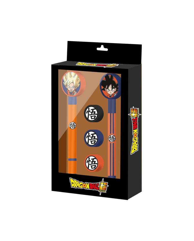 DRAGON BALL SUPER - Set de 2 Crayons + 3 Gommes - vue principale