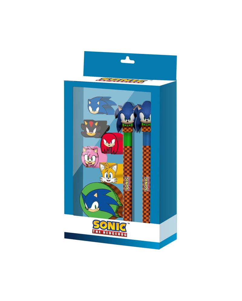 SONIC & Friends - Set de 2 Crayons + 5 Gommes - vue principale