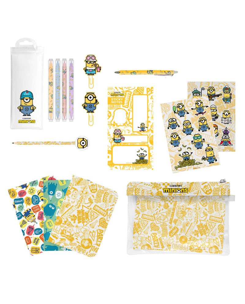 MINIONS - Set de Papeterie avec 3 Notebooks A6 - 10pc. - vue principale