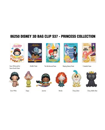 DISNEY PRINCESS - Series 37 - 3D Foam Bag Clip (Display 24 Pcs) - vue de face