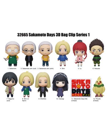 SAKAMOTO DAYS - Series 1 - 3D Foam Bag Clip (Display 24 Pcs) - vue de face