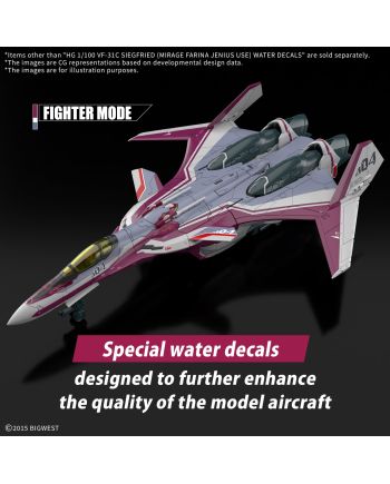 MACROSS - HG 1/100 VF-31C Siegfried (Farina Jenius) Decals - Model Kit - vue de face