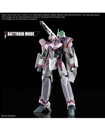 MACROSS - HG 1/100 VF-31C Siegfried (Farina Jenius) Decals - Model Kit - vue de profil