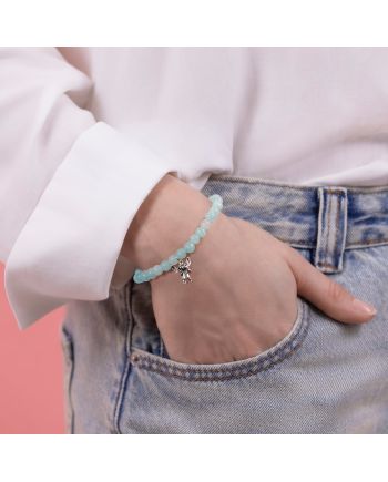 STITCH - Bracelet de Perles Bleues + Pendentif Stitch - vue de face