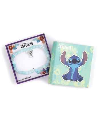 STITCH - Bracelet de Perles Bleues + Pendentif Stitch - vue de profil