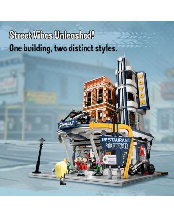 PANTASY - Restaurant pour Motards - Bloc de Construction 2989 pcs - vue de face